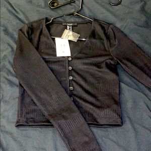 Cropped button up sweater